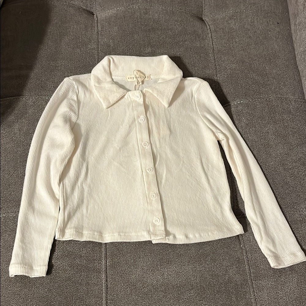 Copper Key Ivory Ribbed Knit Top - Picture 1 of 8